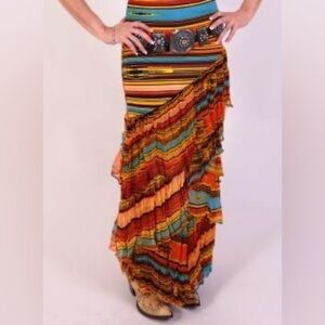 Vintage Collection Western Fiesta Ruffle Maxi Skirt
